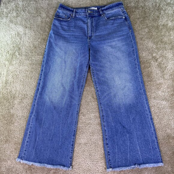 Loft Womens Denim Blue High Rise The Wide Leg Cropped Jeans Size 30/10 E566 - Picture 1 of 12